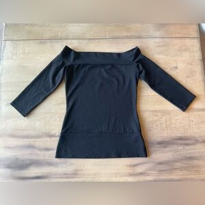 Susana Monaco Black Top off the shoulder quarter length sleeves